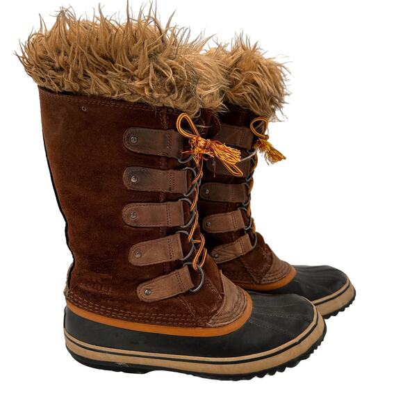 Sorel Women's Brown Joan of Arctic Leather Snow Boots Size 9 - Picture 1 of 10